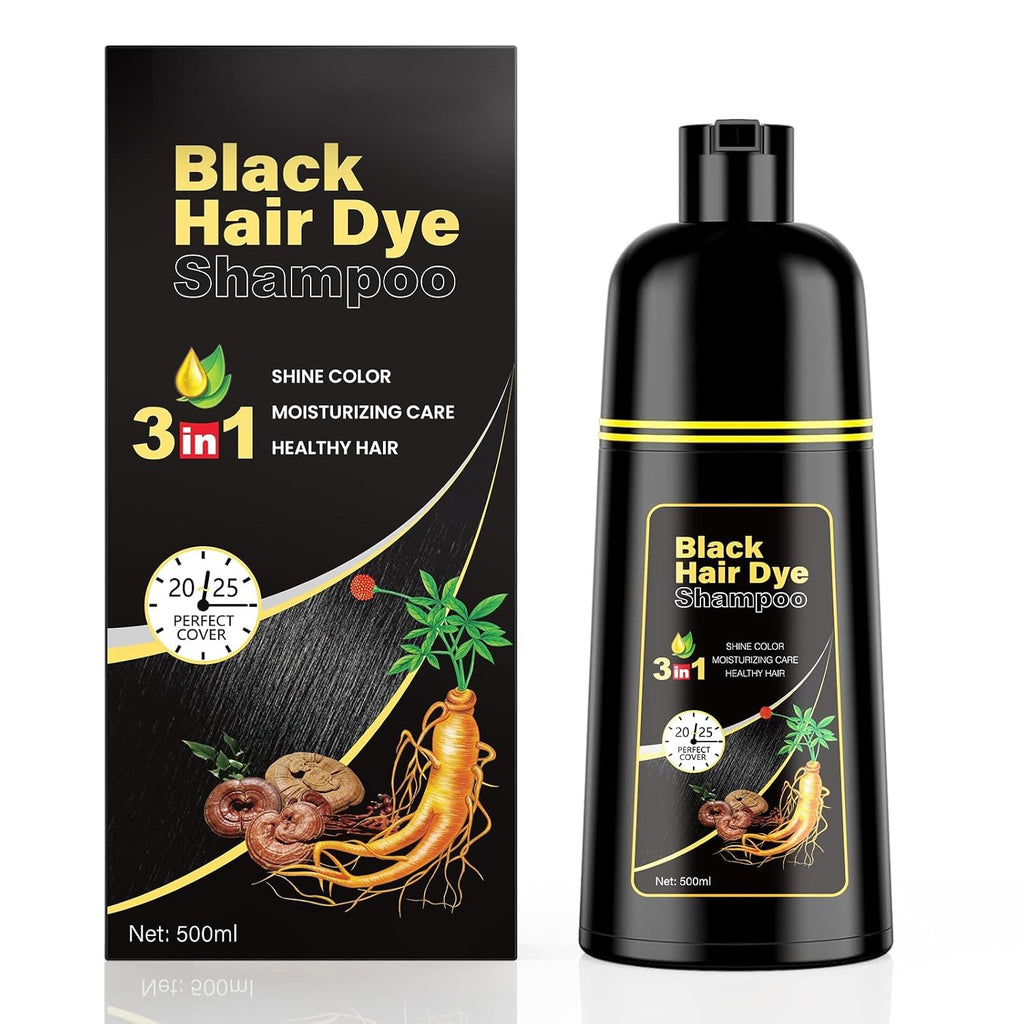 Herbal Black Hair Dye Shampoo 3-in-1 Natural Hair Color 200ml