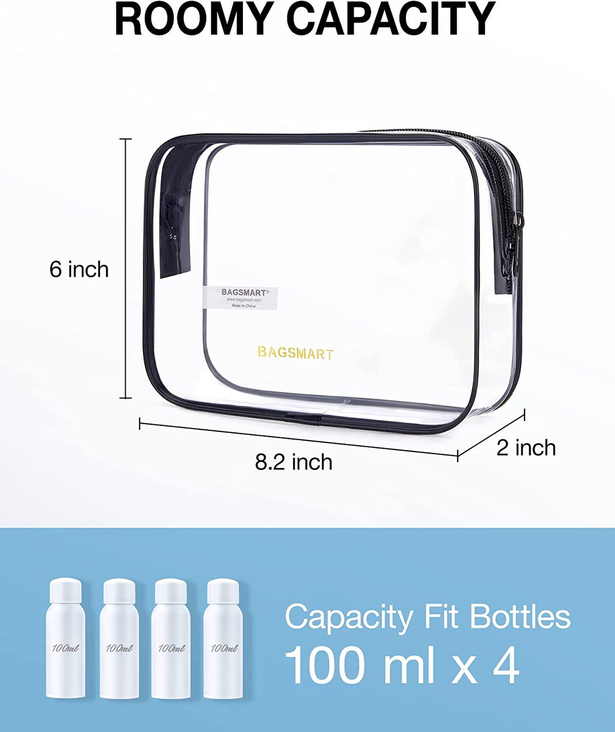 Clear TSA Approved Water-Repellent Toiletry Bag 2-Pack - Travel Organizer