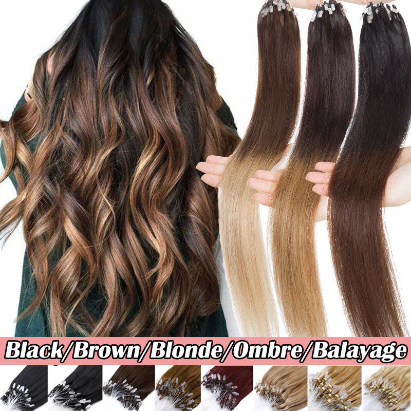 Micro Loop Hair Extensions - Remy Human Hair Beads & Links, Multiple Lengths & Colors