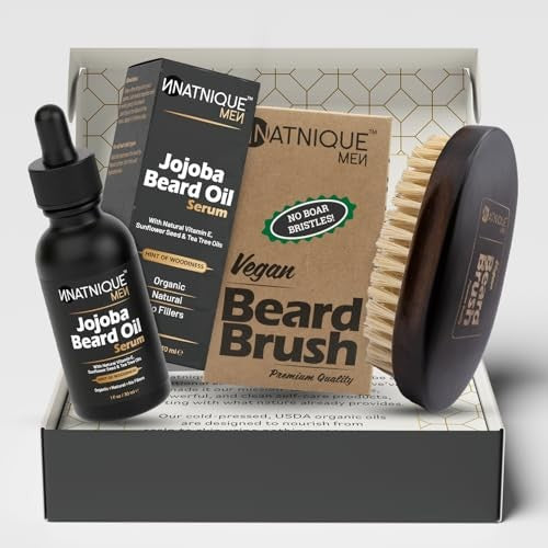 Organic Jojoba Beard Care Gift Set with Conditioner & Beard Oil for Men