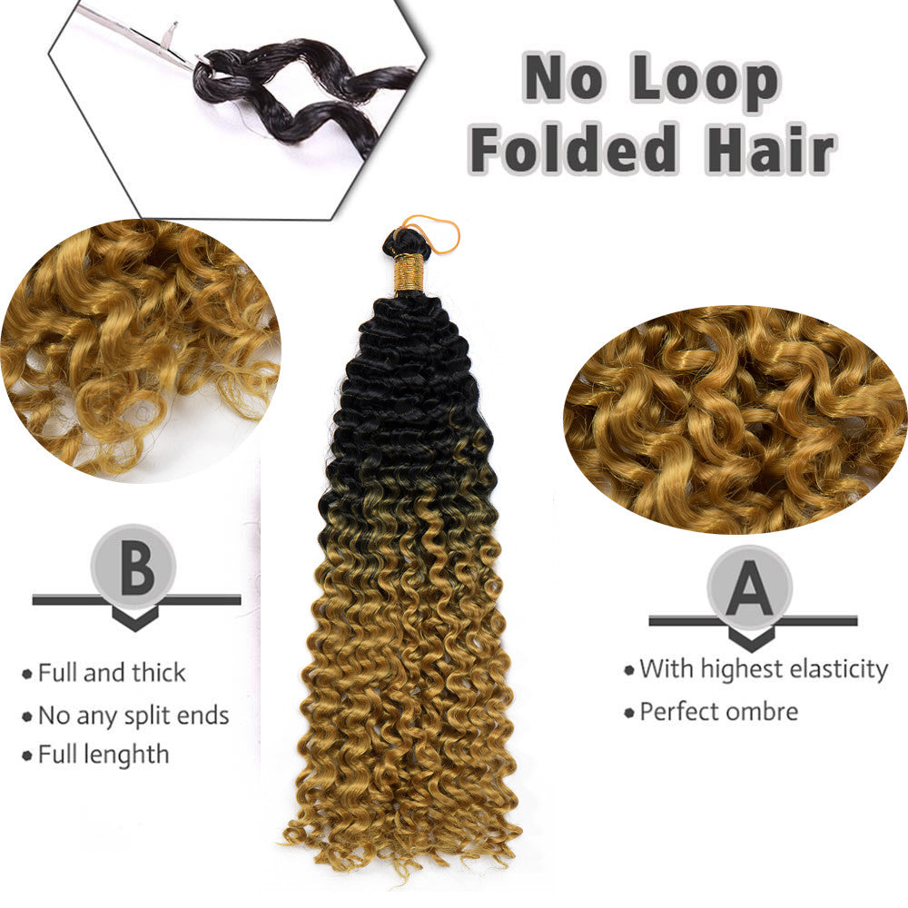 Water Wave Crochet Hair Extensions Long Curly Human Hair 10% Volumizing