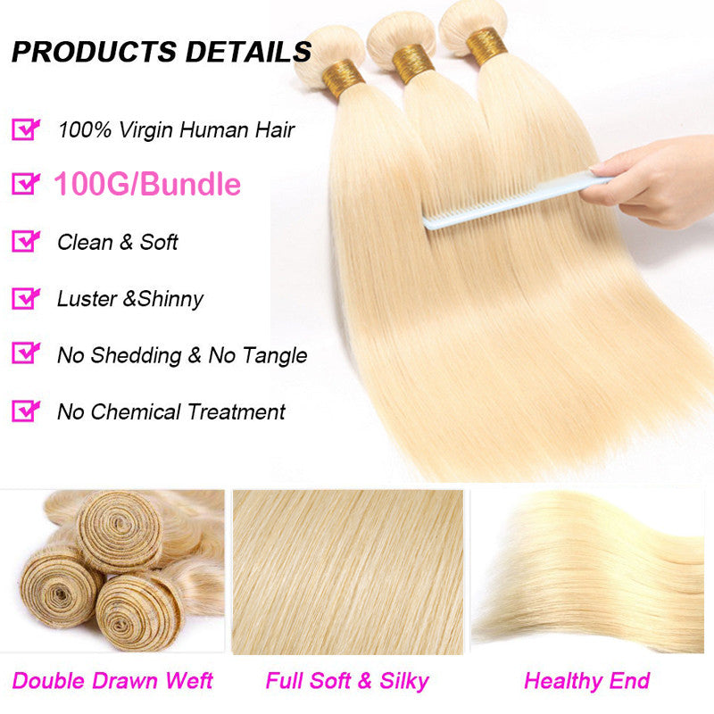 Virgin Human Hair Extensions - 3 Bundles in Various Lengths & Textures