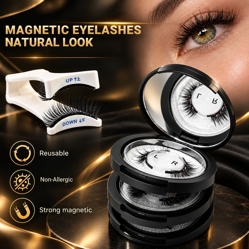 Magnetic False Eyelashes Kit Reusable Natural Look with Applicator