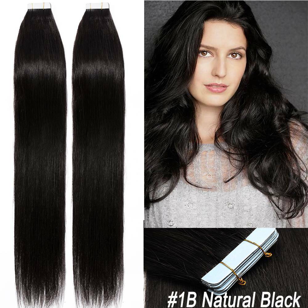 100% Human Hair Tape-In Extensions Full Head Body Wave & Straight Styles
