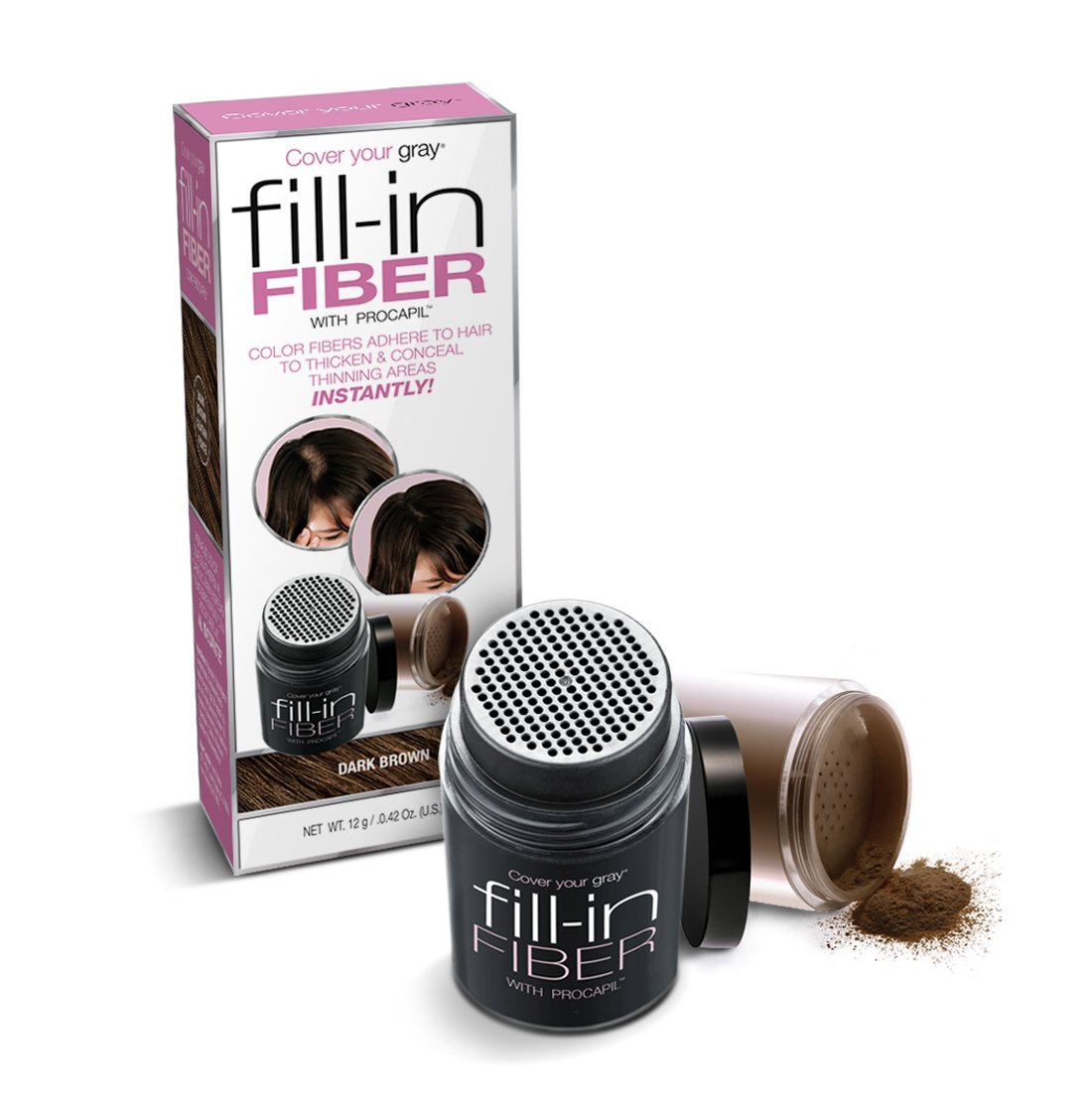 Hair Fiber Fill-In Kit with Procapil - Instant Thinning Hair Concealer, 3-Pack