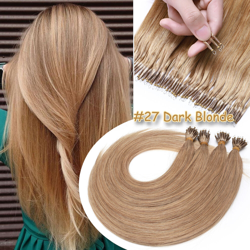 150PCS Thick Remy Human Hair Extensions Nano Beads Double Drawn 14-24 Inch