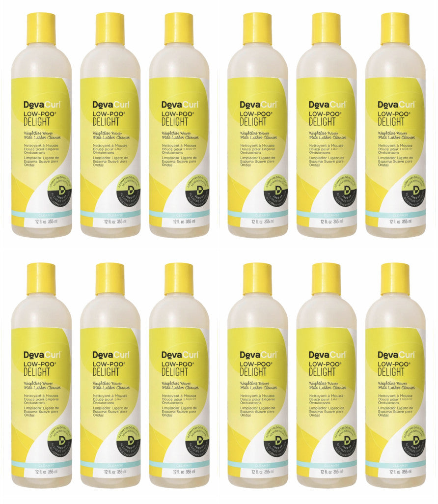 DevaCurl Low-Poo Delight Weightless Waves Mild Lather Facial Cleanser 12 oz - Lot of 12