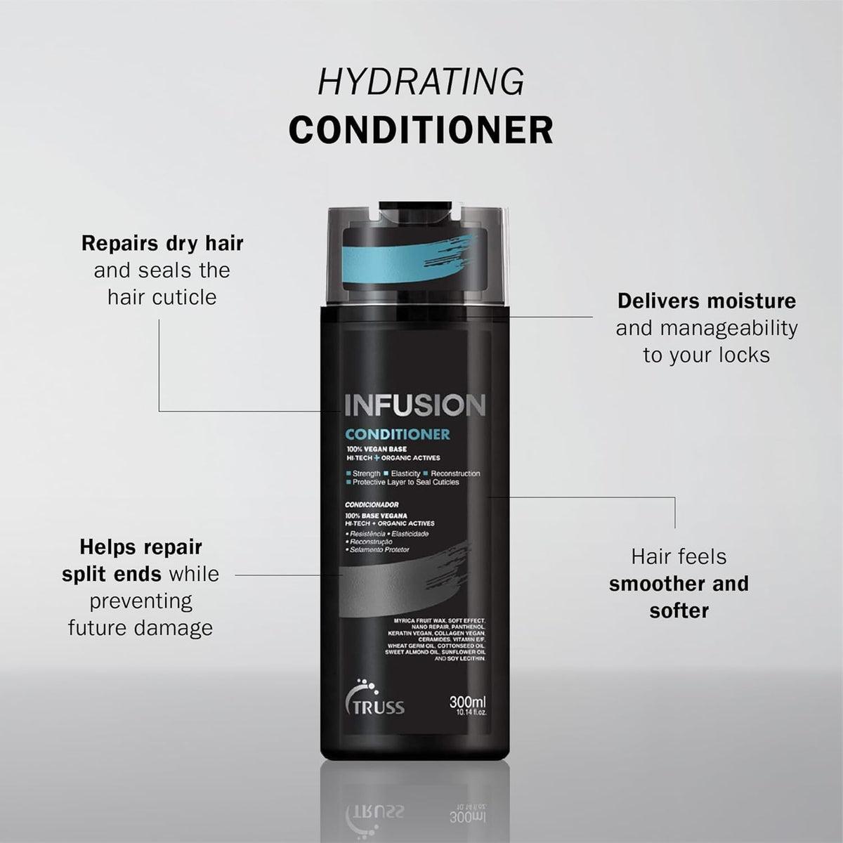 TRUSS Infusion Hair Conditioner 300ml - Vegan Deep Moisturizer for Damaged & Color-Treated Hair