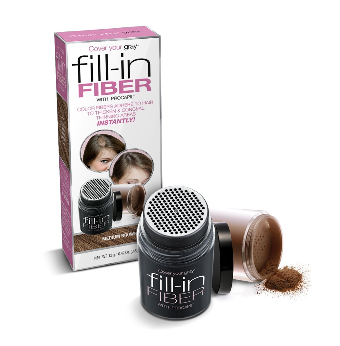 Hair Fiber Fill-In Kit with Procapil - Instant Thinning Hair Concealer, 3-Pack