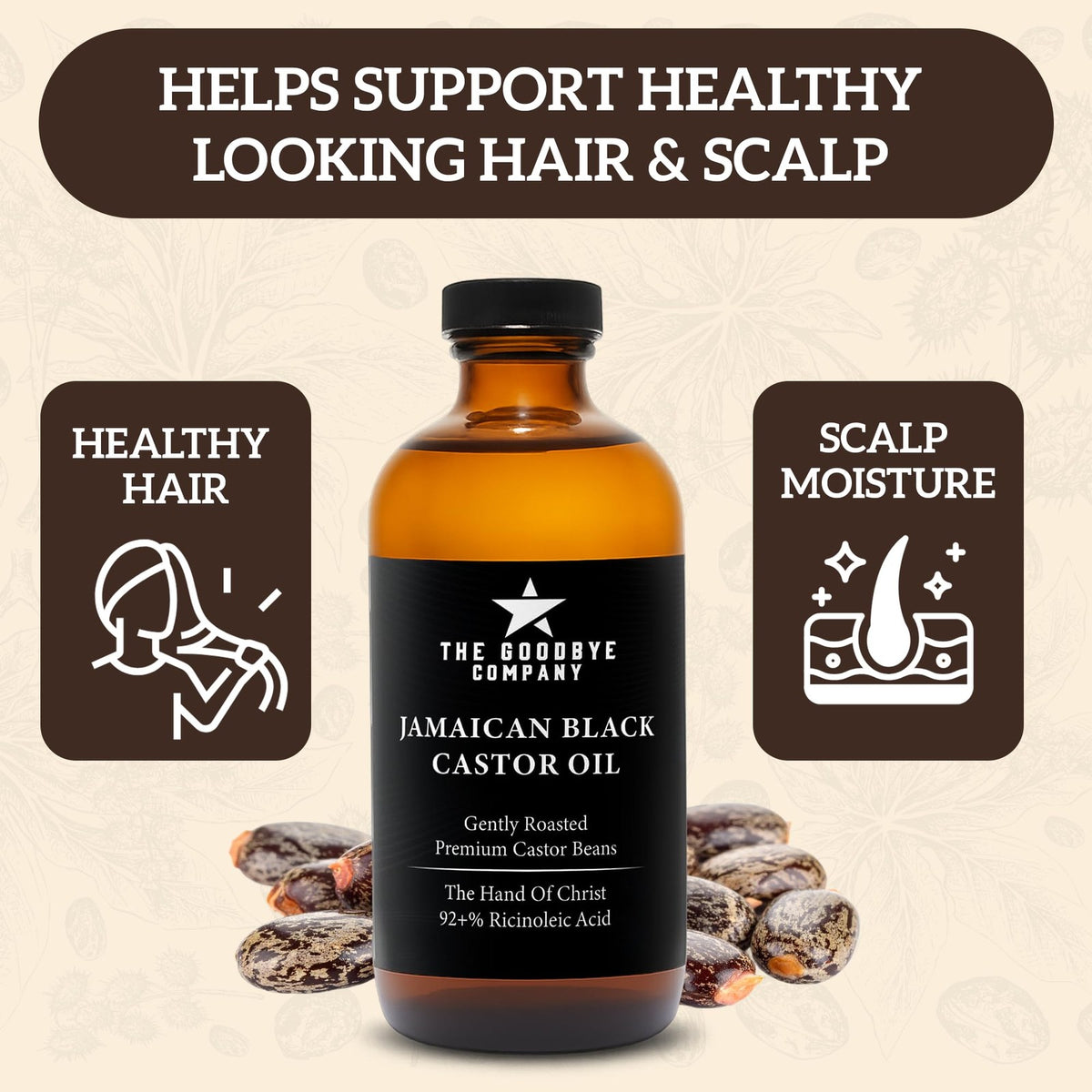 Black Castor Oil for Hair Growth 16.9 Fl Oz Organic Thickening Hair Oil
