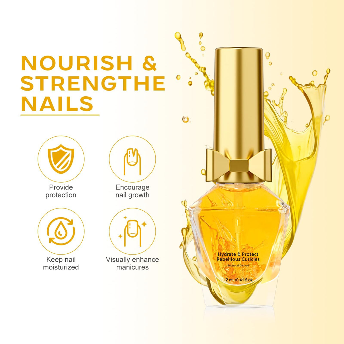 Cuticle Oil with Natural Flowers - Hydrating Nail Oil for Dry Cuticles 0.41 Fl Oz