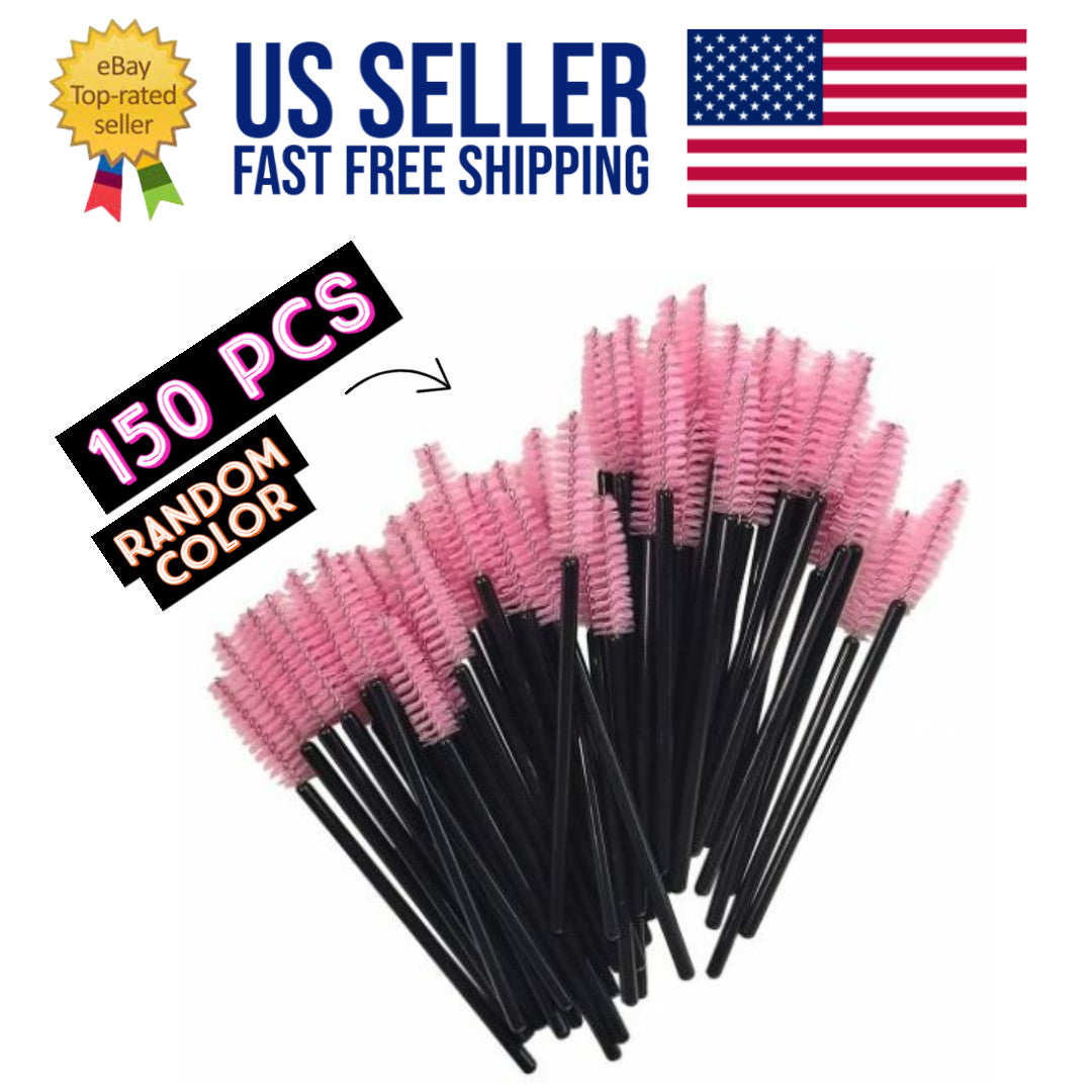 150 Pcs Disposable Eyelash Mascara Wands & Eyebrow Brushes Set - Travel-Ready