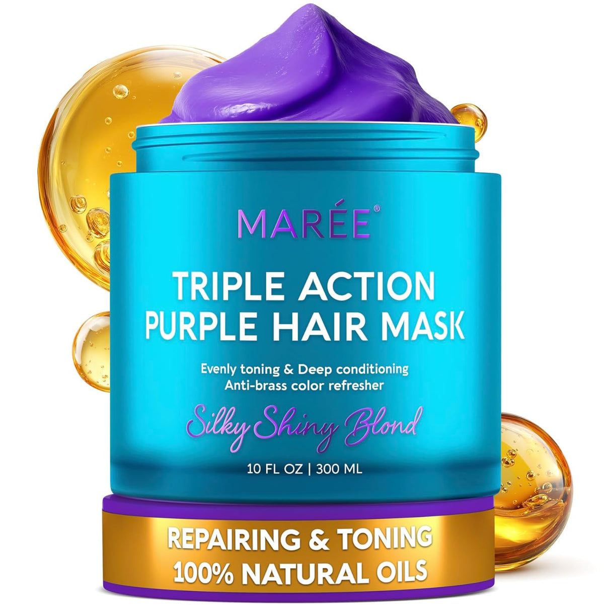 Deep Conditioning Hair Mask for Damaged Hair Repair with Keratin & Coconut Oil – Hydrating Treatment, 10 Fl Oz