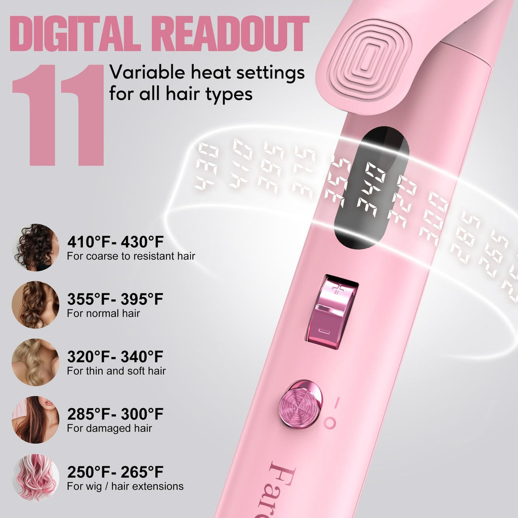 Long Barrel Curling Iron 1.25 Inch for Thin Hair with Adjustable Temp