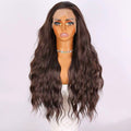 Dark Brown 28-Inch Wavy Lace Front Wig with Transparent 13x3 Cap