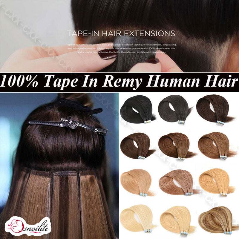 Human Hair Extensions Skin Weft Ombre Thick Tape-In Hair Extensions - Multiple Lengths & Colors