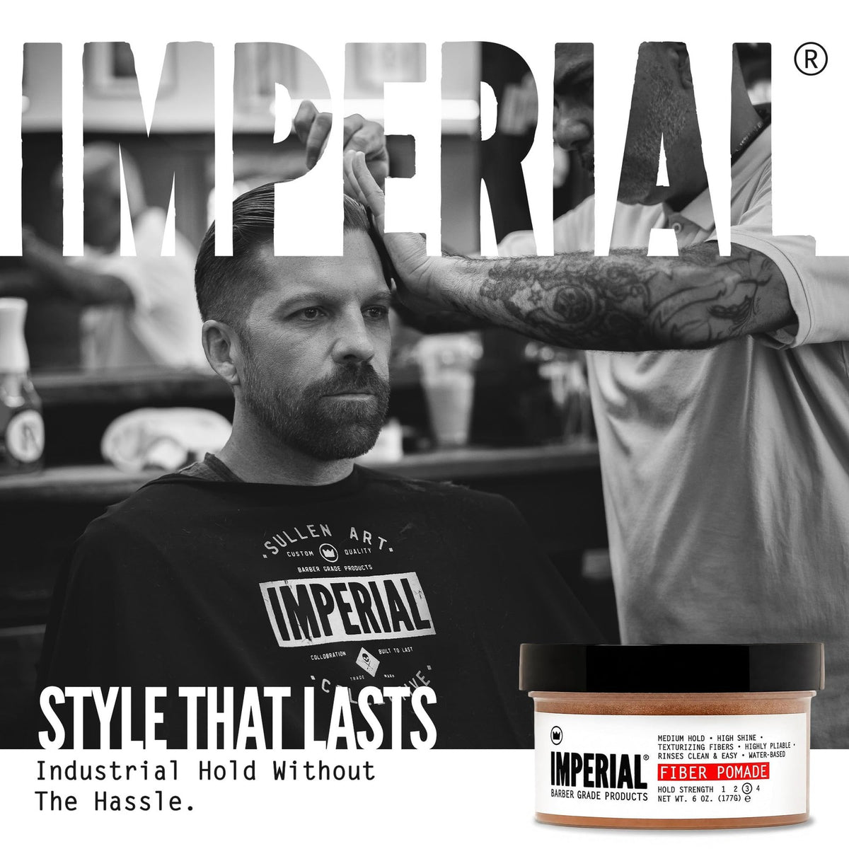 Fiber Pomade 6 oz - Medium Hold Hair Styling Product for Texture & Shine
