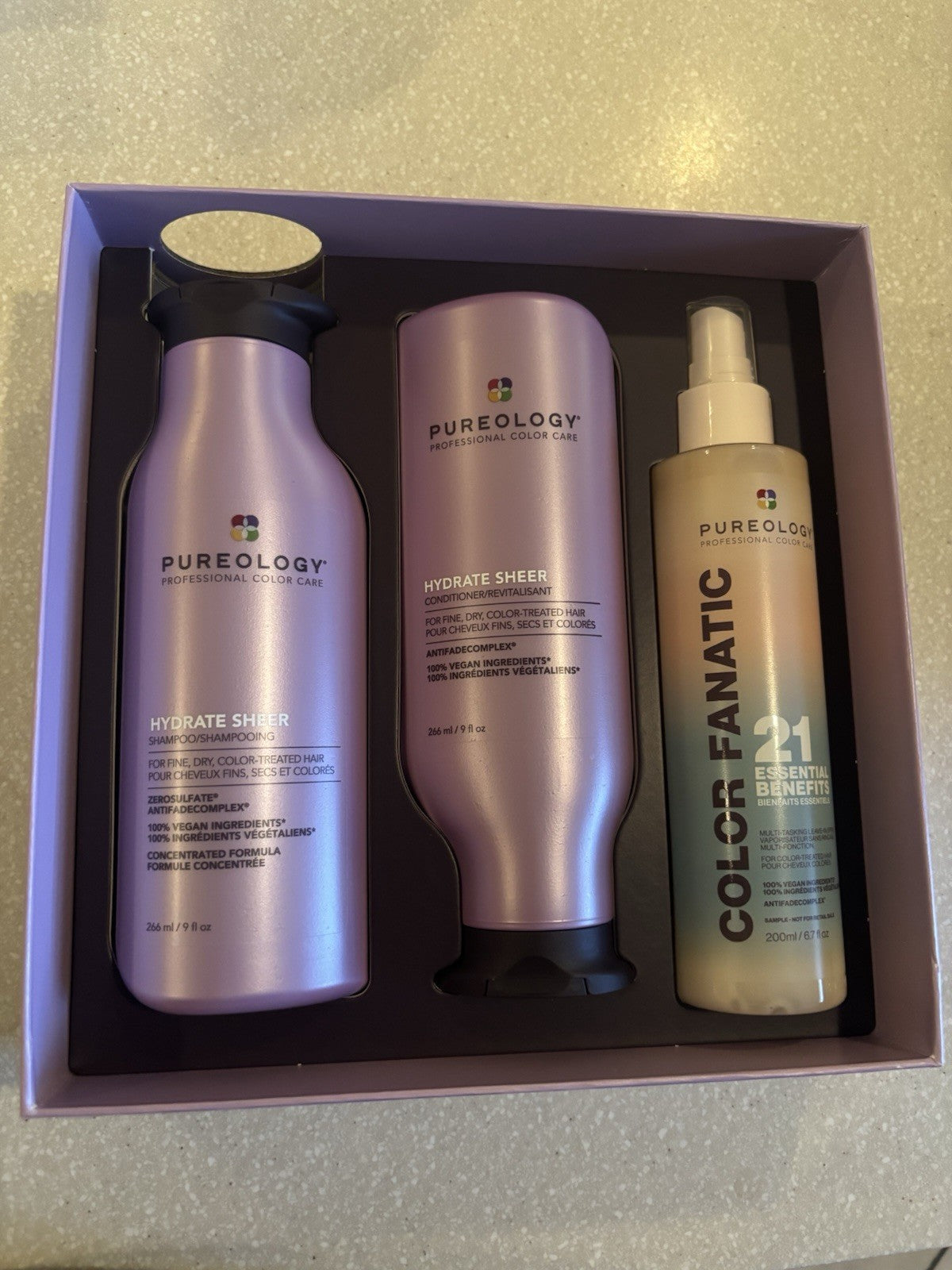 Pureology Hydrate Sheer Hair Care Kit - 3 Pieces with 9oz Shampoo & 6.7oz Spray