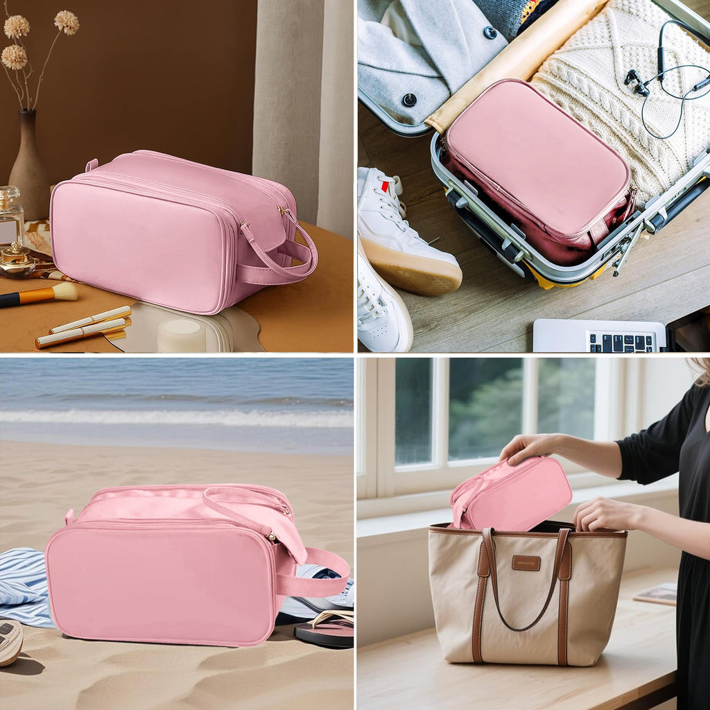 Large Capacity Travel Cosmetic Organizer with Waterproof PU Leather