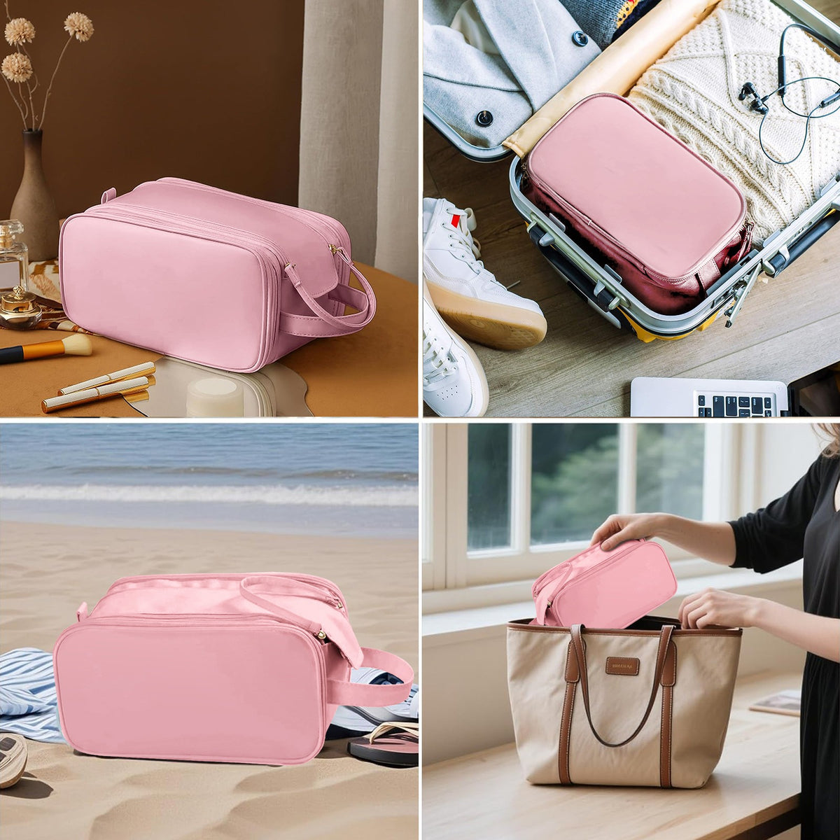 Large Capacity Travel Cosmetic Organizer with Waterproof PU Leather