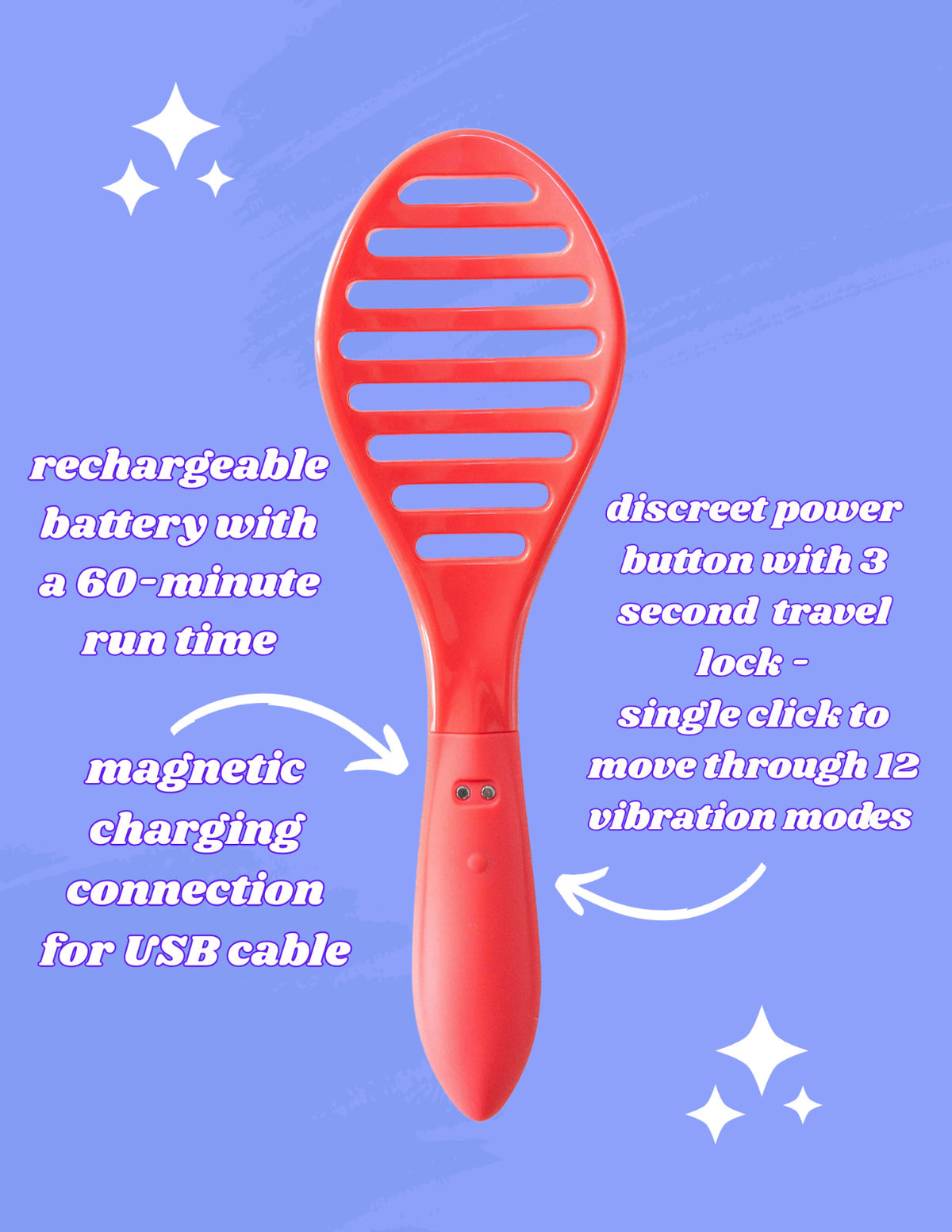 Discreet Hairbrush Vibrator - 2-in-1 Waterproof Personal Massager