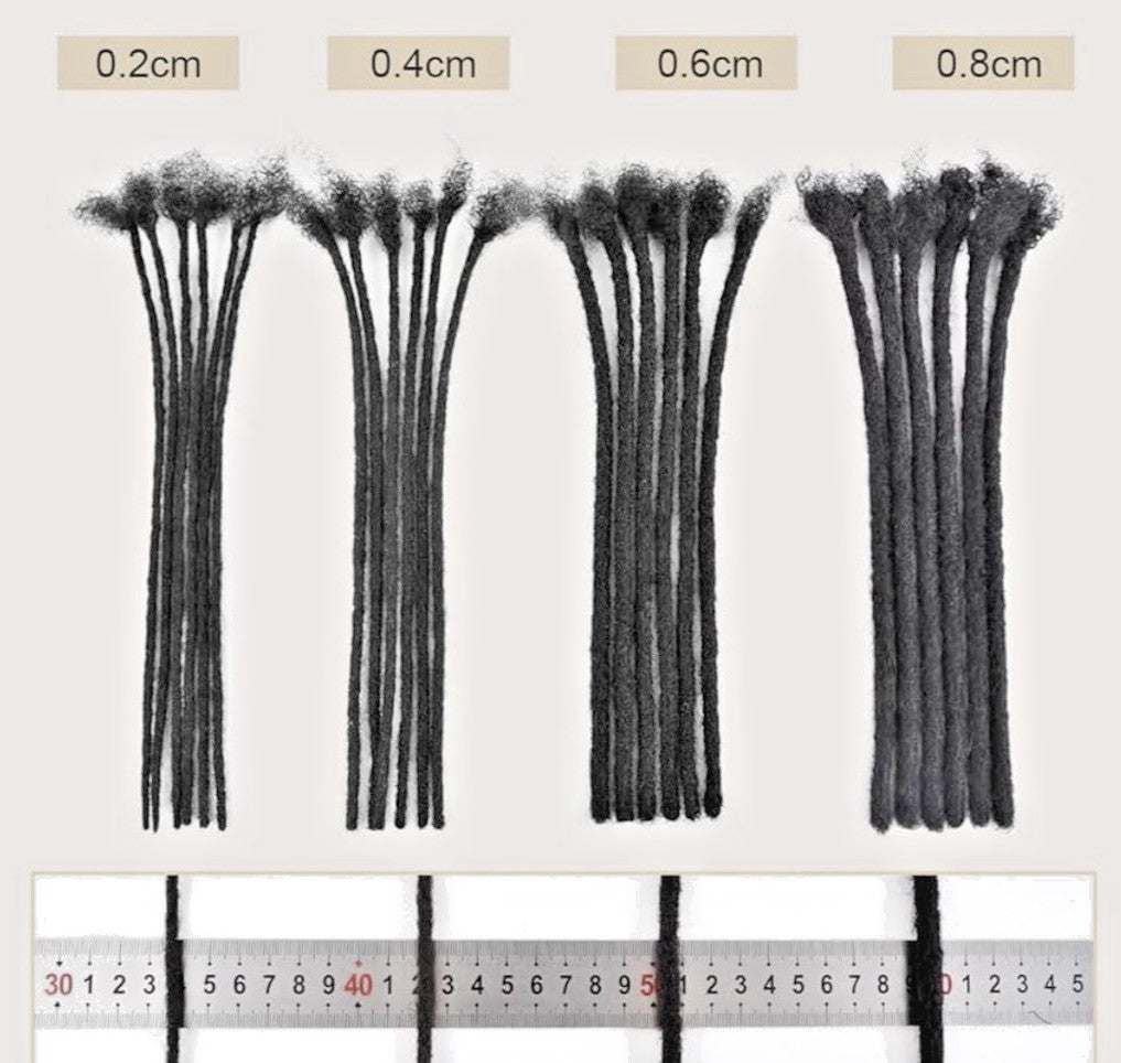 16-Inch Human Hair Loc Extensions - 30 Strands Afro Kinky Dreadlocks