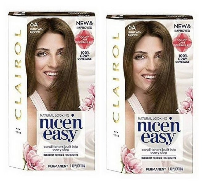 (Pack 2) Light Ash Brown Hair Dye - Permanent Hair Color for All Hair Types