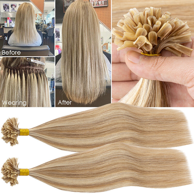 Flat U Tip Hair Extensions Full Head 150G Remy Human Hair - Multiple Colors & Lengths