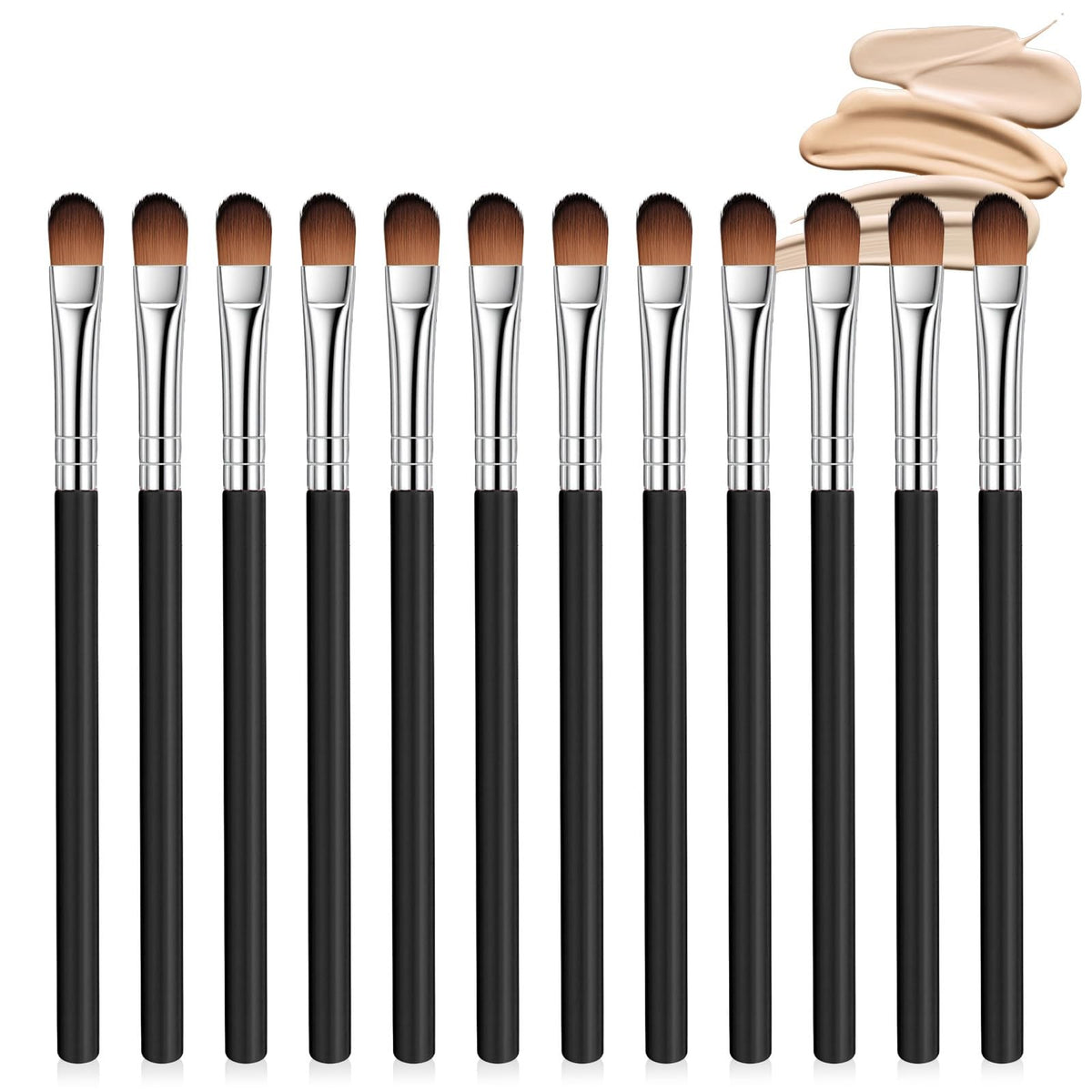 12-Piece Flat Concealer & Eyeshadow Brush Set Small Makeup Tools