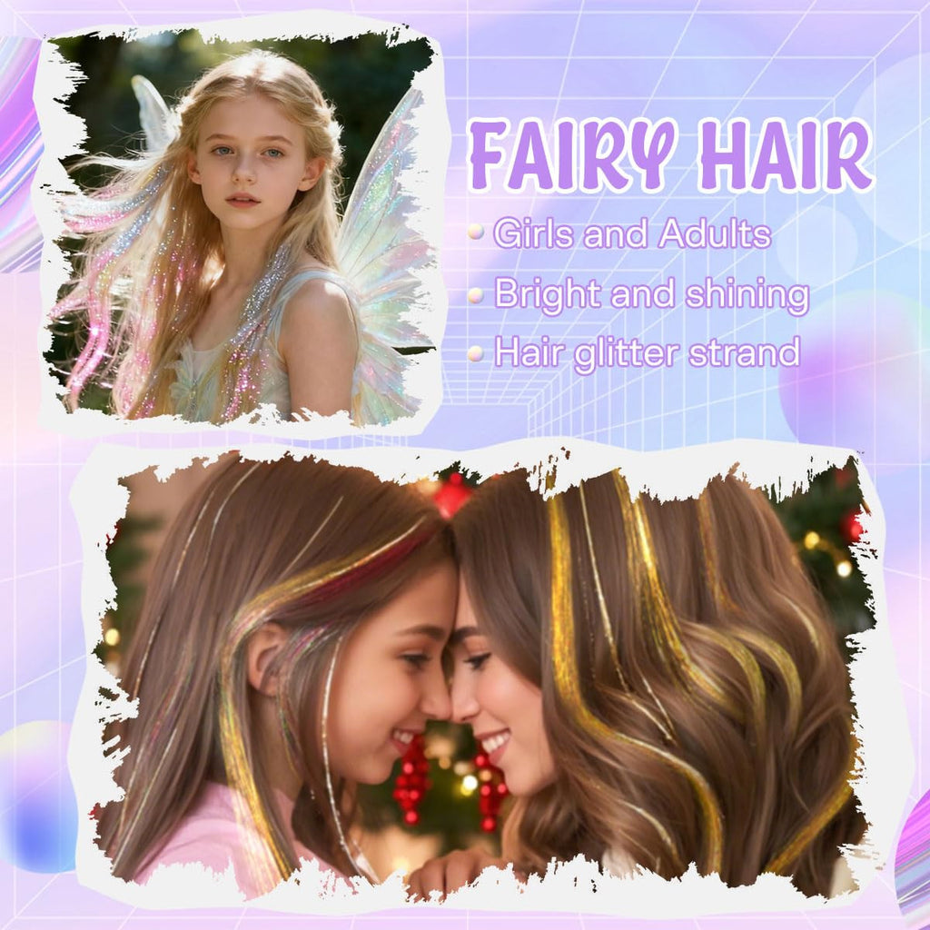 Hair Tinsel Kit 25 Colors 10,000 Strands Fairy Hair Extensions Set