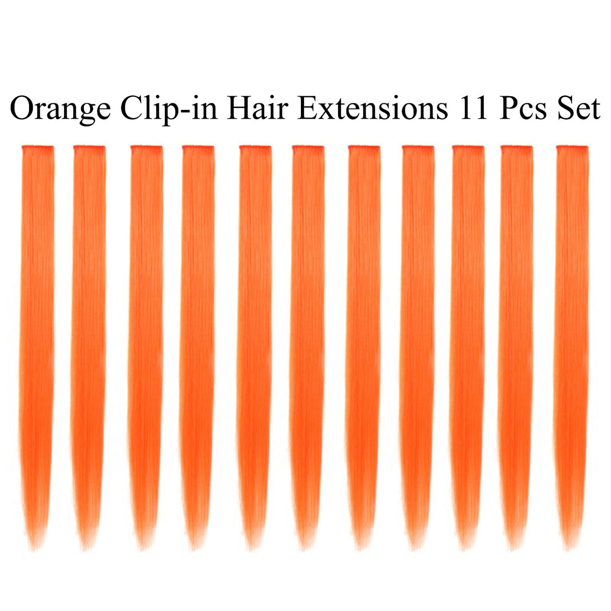 11 Pcs Clip-In Synthetic Hair Extensions - 21 Inch Colorful Straight Hair for Party & Cosplay