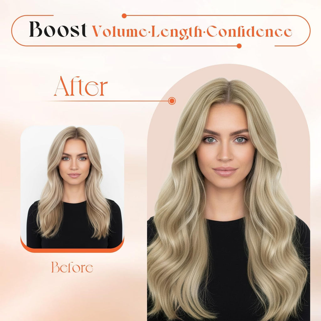 Human Hair Clip-In Extensions Blonde Remy Hair for Easy Volume & Highlights