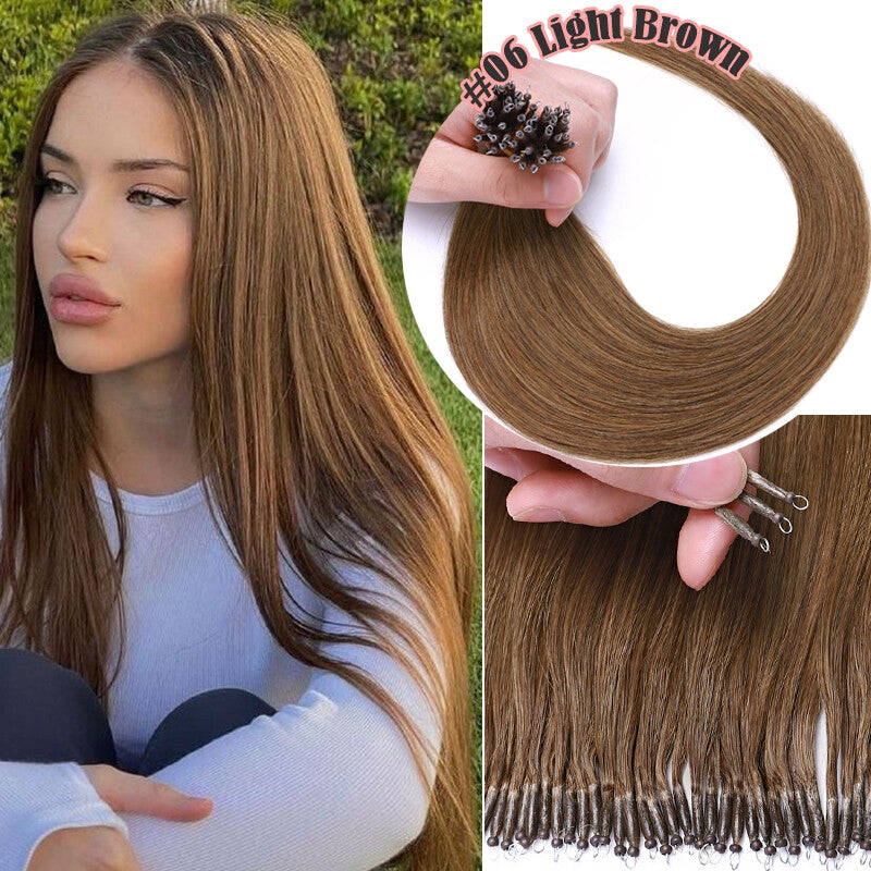 150g Thick Nano Ring Human Hair Extensions with Micro Beads for Ombre Styles