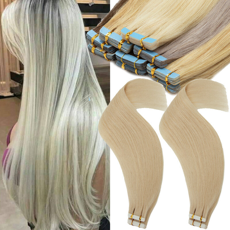 Remy Human Hair Extensions Tape-In Thick Glue Full Head Set