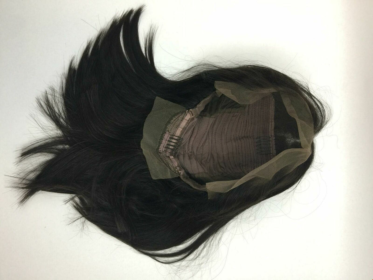 12-Inch Human Hair Lace Front Wig Straight Bob Middle Part Dark Brown