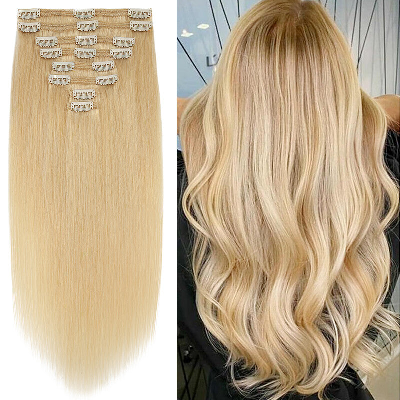 Double Weft Clip-In Hair Extensions - Remy Human Hair Ombre Full Head Set