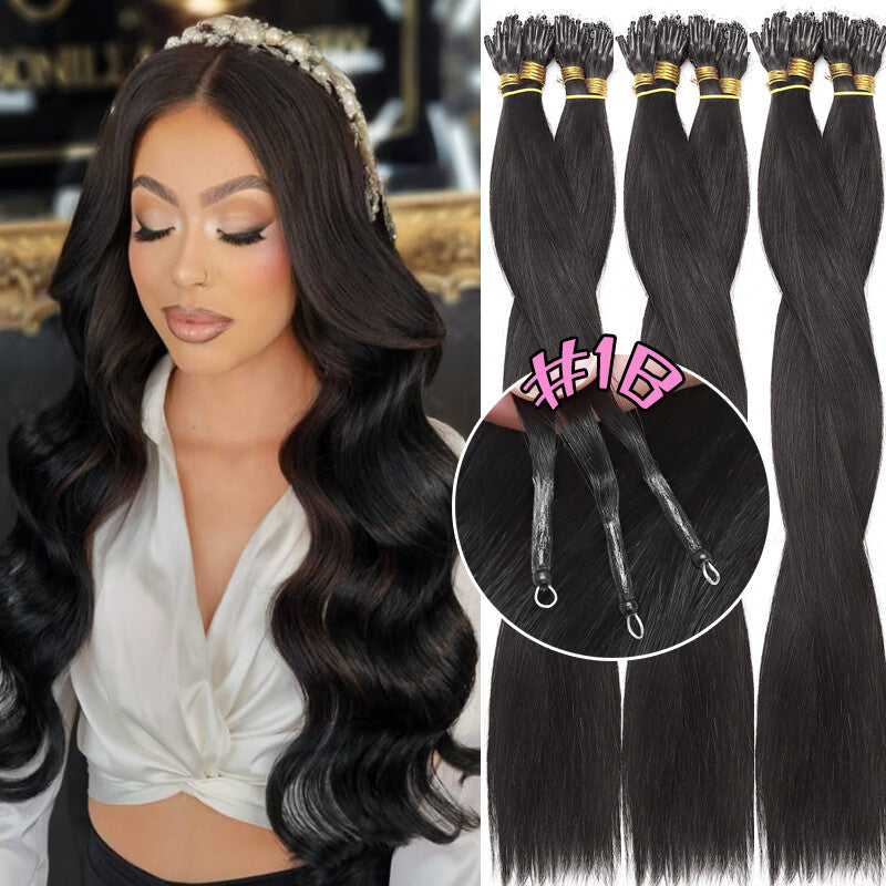 150g Human Hair Extensions with Nano Rings - Thick Ombre Micro Loop Beads