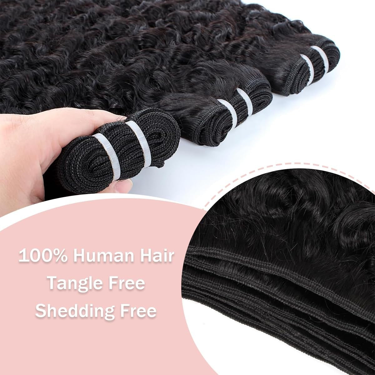 Natural Black Burmese Curly Hair Bundles - Unprocessed Human Hair Extensions, 18-22 Inches