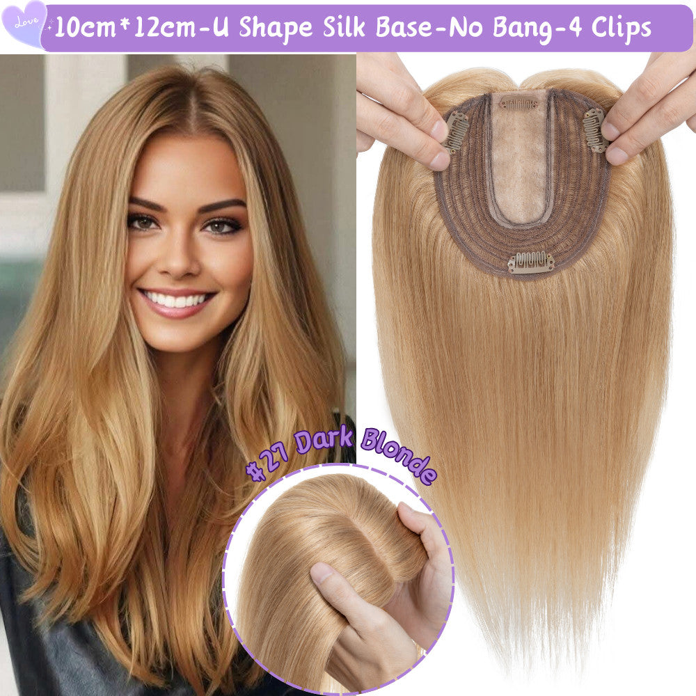Clip-In Hair Topper for Women - Natural Remy Human Hair Wiglet with Lace/Silk Base