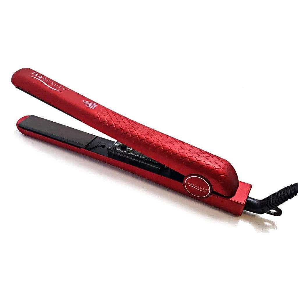 Ceramic Flat Iron Hair Straightener 1.25 Inch - Red, Adjustable Temperature