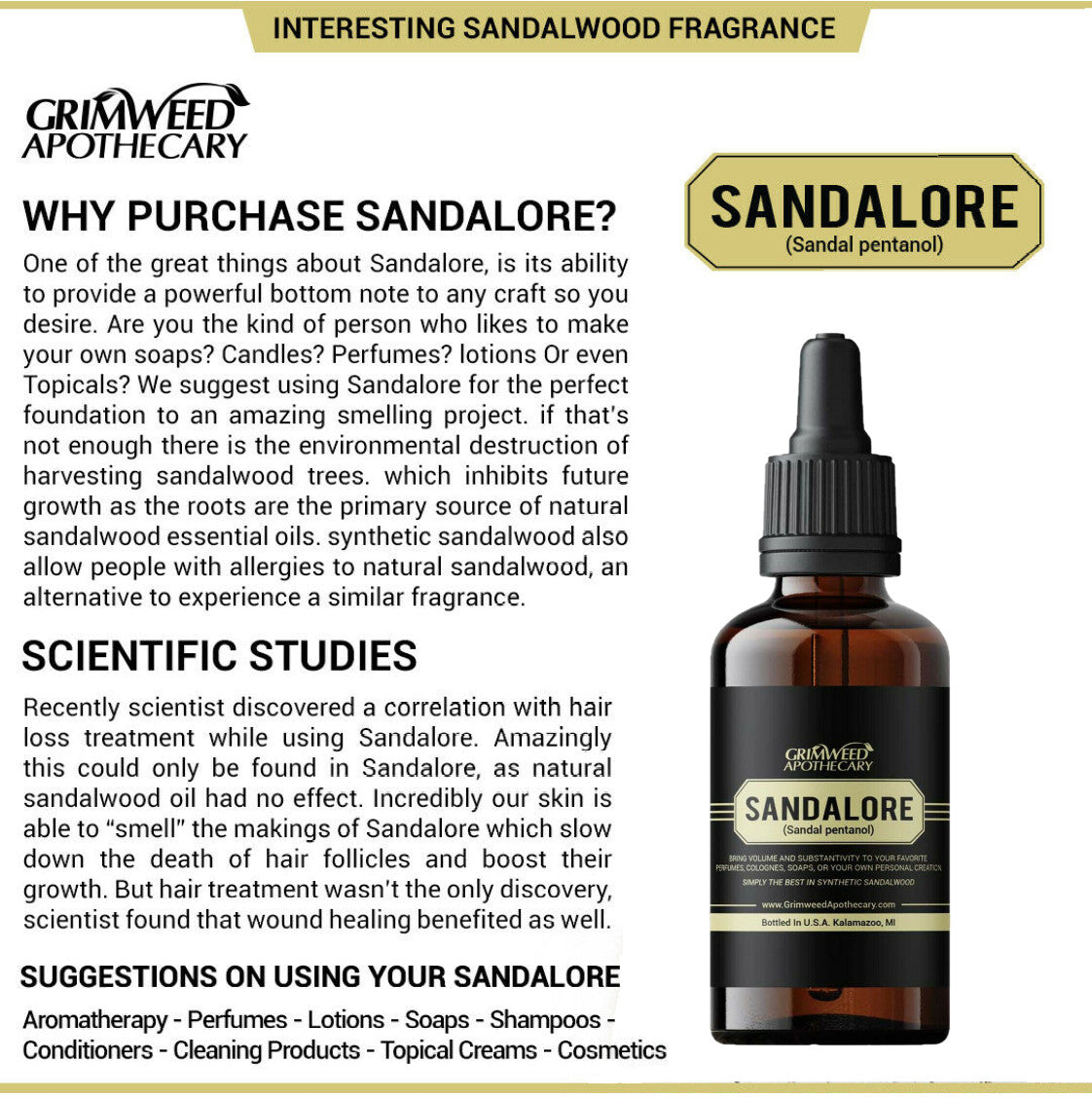15 mL Synthetic Sandalwood Fragrance Oil for Perfume & Cosmetics - Long-Lasting, Sustainable Scent