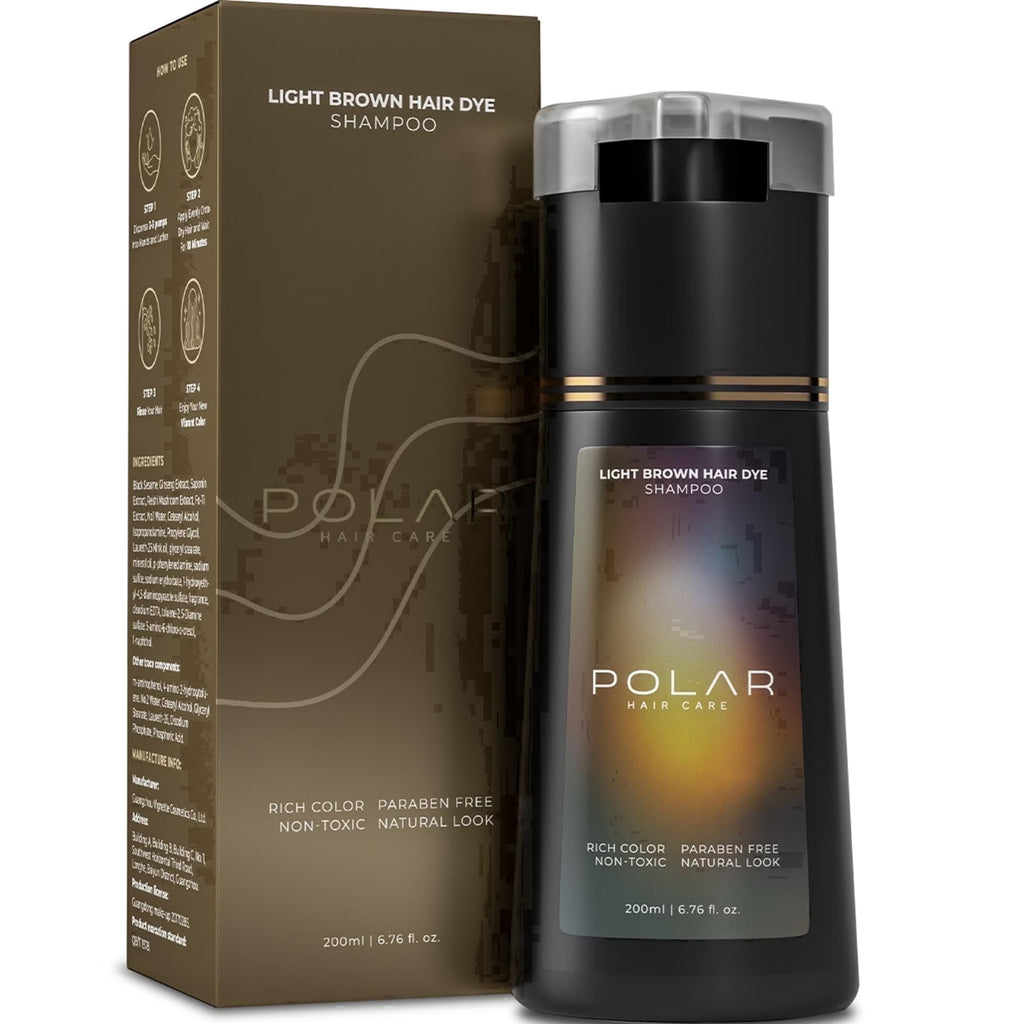 Light Brown Hair Dye Shampoo for Gray Coverage - Vegan, Nourishing, Semi-Permanent, 6.76 oz