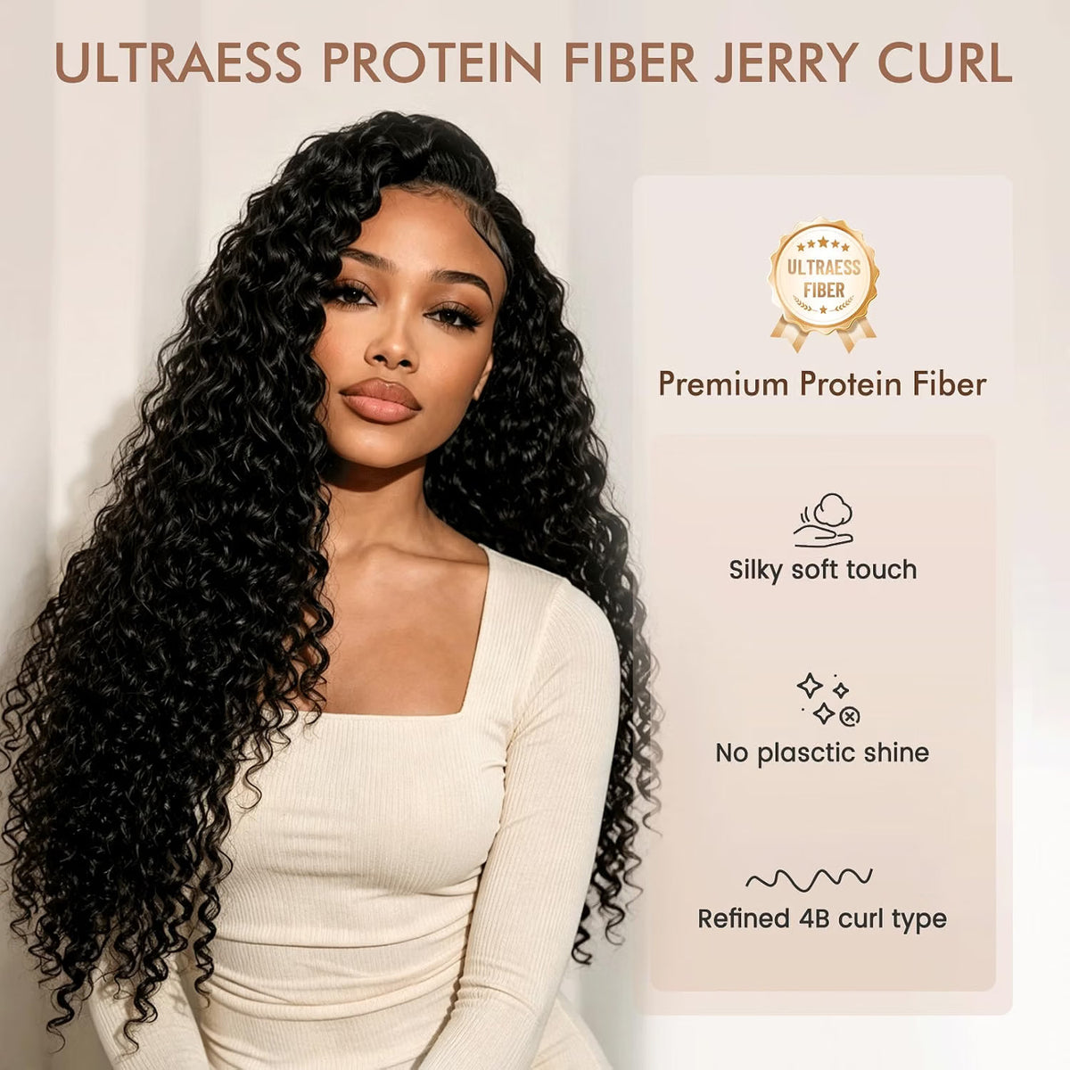 Deep Wave Lace Front Wig 26 Inch Black Synthetic Hair for Women