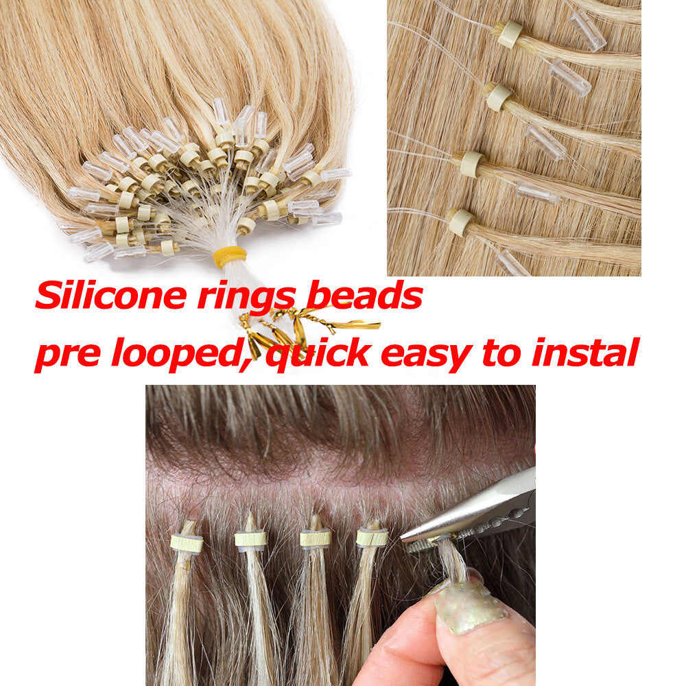 Remy Human Hair Extensions Beads - Micro Loop Looping Hair Wefts 150g