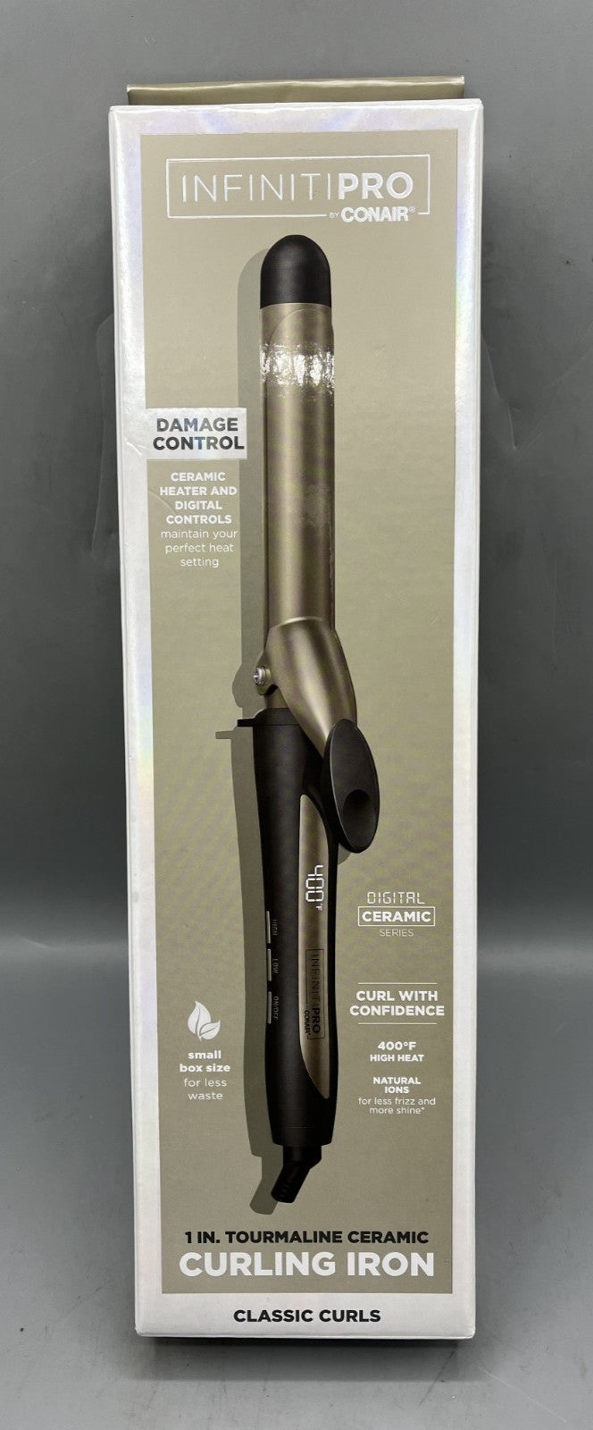 1-Inch Nano Tourmaline Ceramic Curling Iron with Adjustable Heat