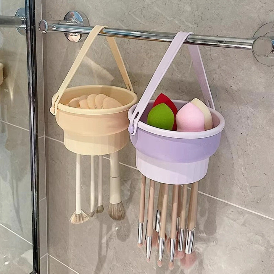Silicone Makeup Brush Cleaning Bowl & Drying Tool - Portable & Reusable