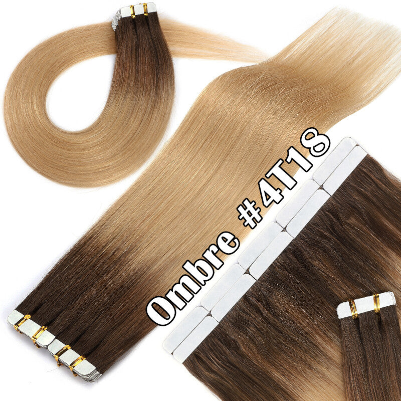 100G Tape-In Remy Hair Extensions Full Head - Russian Human Hair Thick Skin Weft
