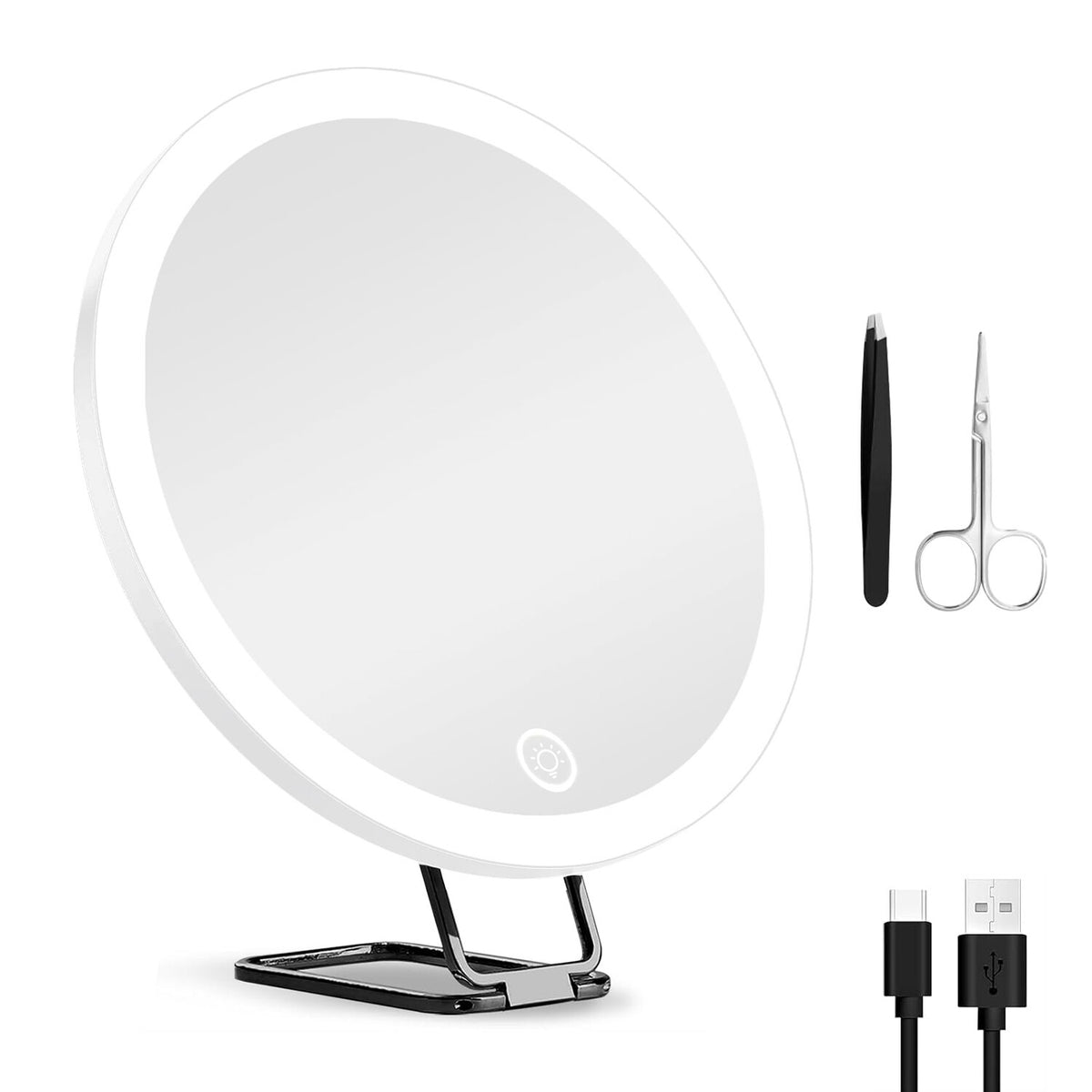 30X Magnifying Lighted Makeup Mirror with 3 Color LEDs – Adjustable Brightness