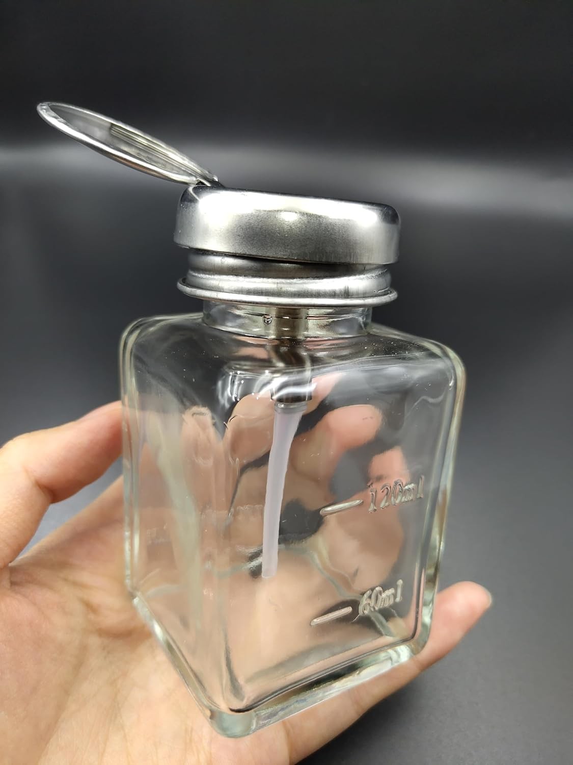 120ml Clear Glass Pump Dispenser Bottle for Liquids - Reusable Travel Container