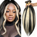 Brazilian Virgin Kinky Straight Ombre Hair Bundles - 3 P1B/613 Human Hair